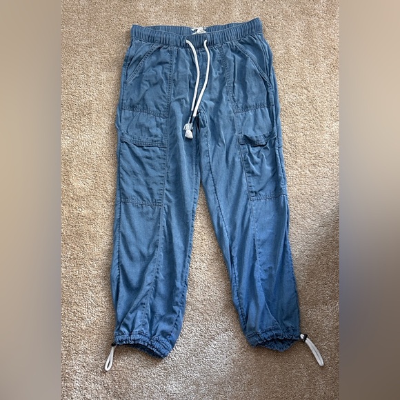 Women’s Wide Leg Cargo Pants 100% Lyocell Jogger Adjustable Toggle Size S - Picture 1 of 6